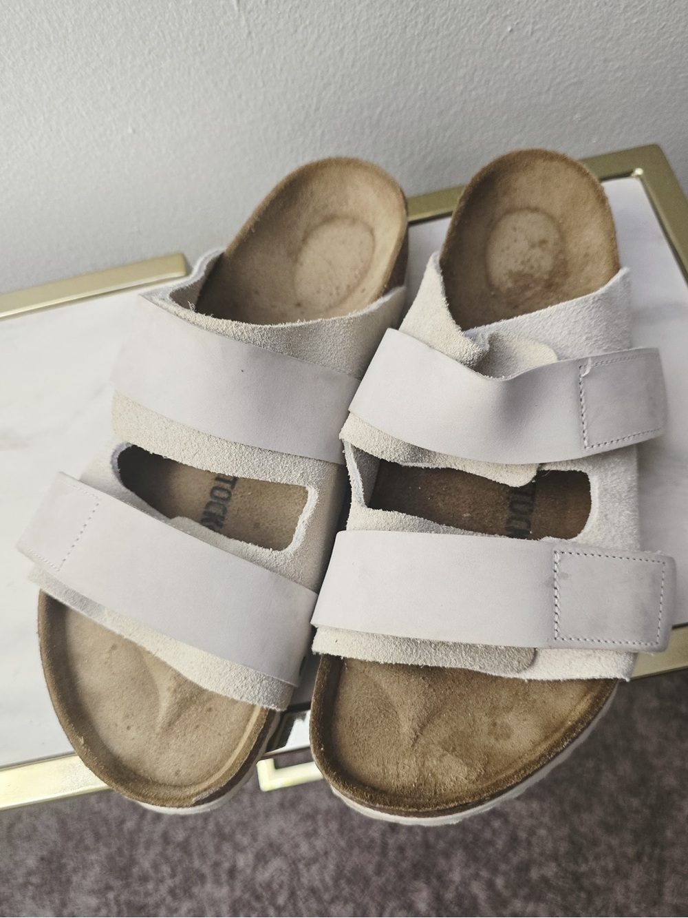 Birkenstock Uji Nubuck Leather/Suede In Color Antique White Sandals W 11 M9